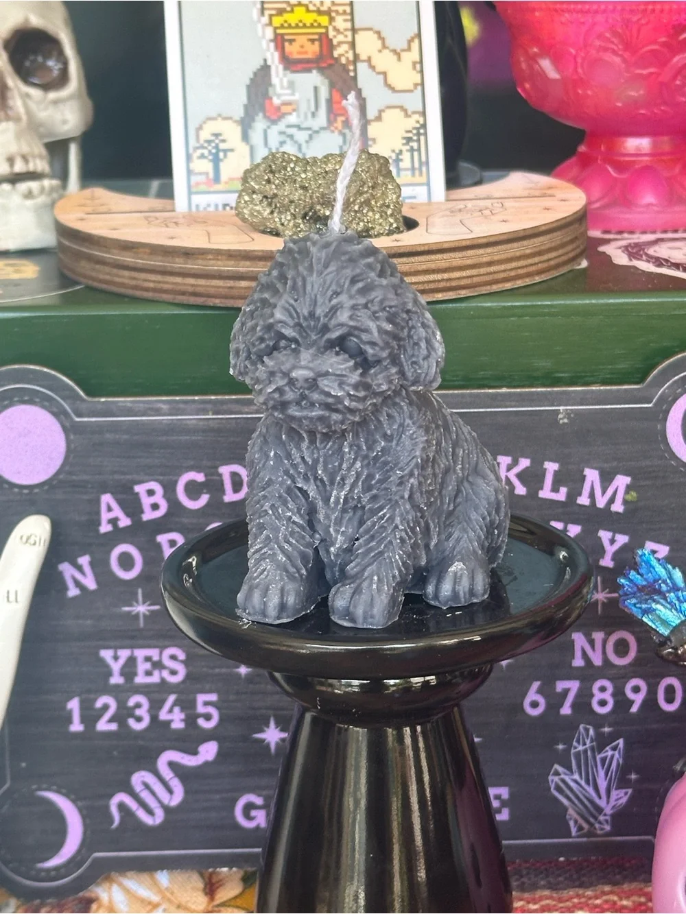 Handmade Grey Puppy Candle | Dog Lover Gift | Cute Puppy Altar & Home Decor